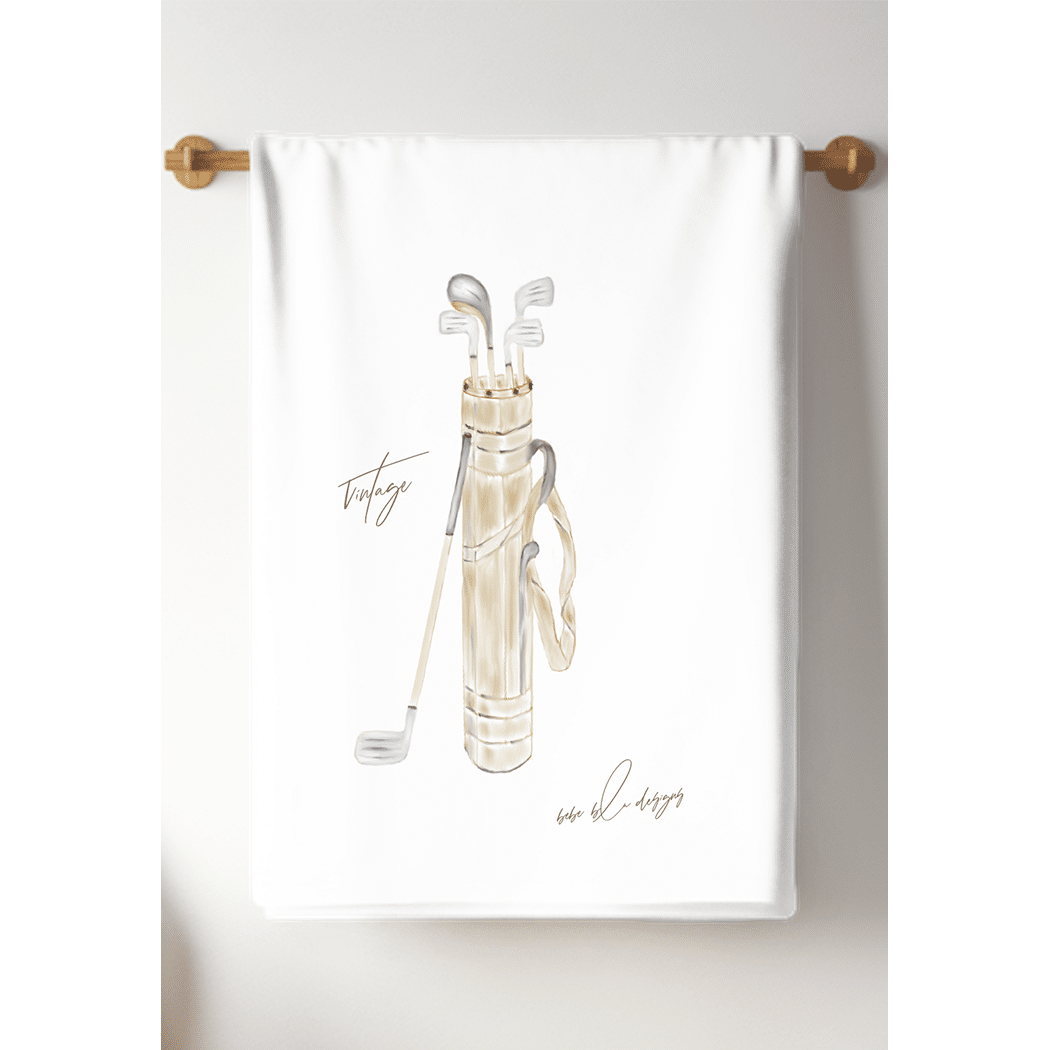 vintage golf bag tea towel