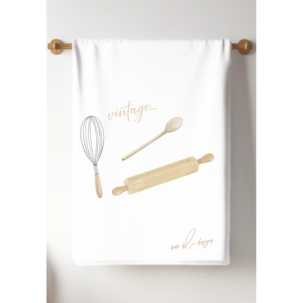 vintage rolling pin tea towel