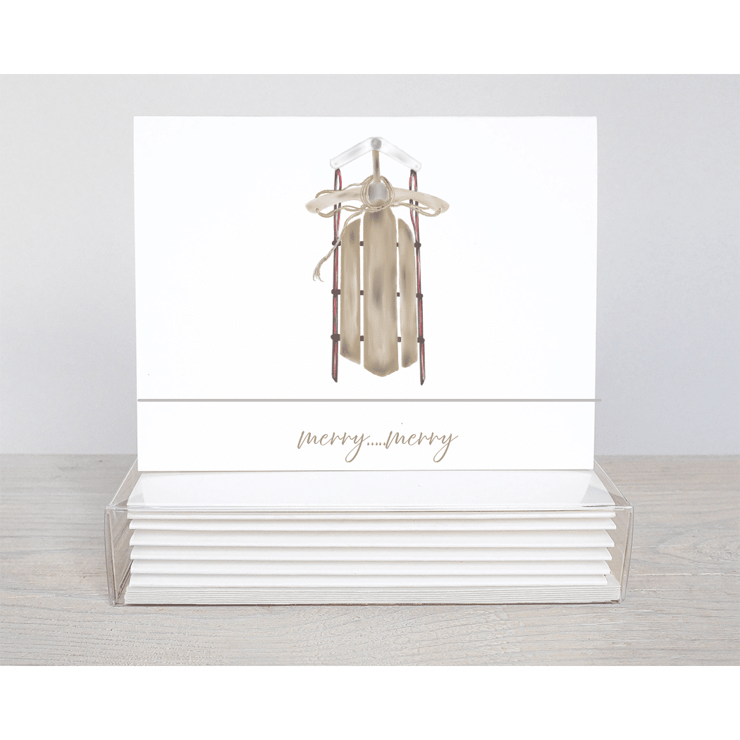 vintage sled note cards