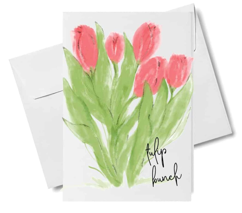 red tulip note card