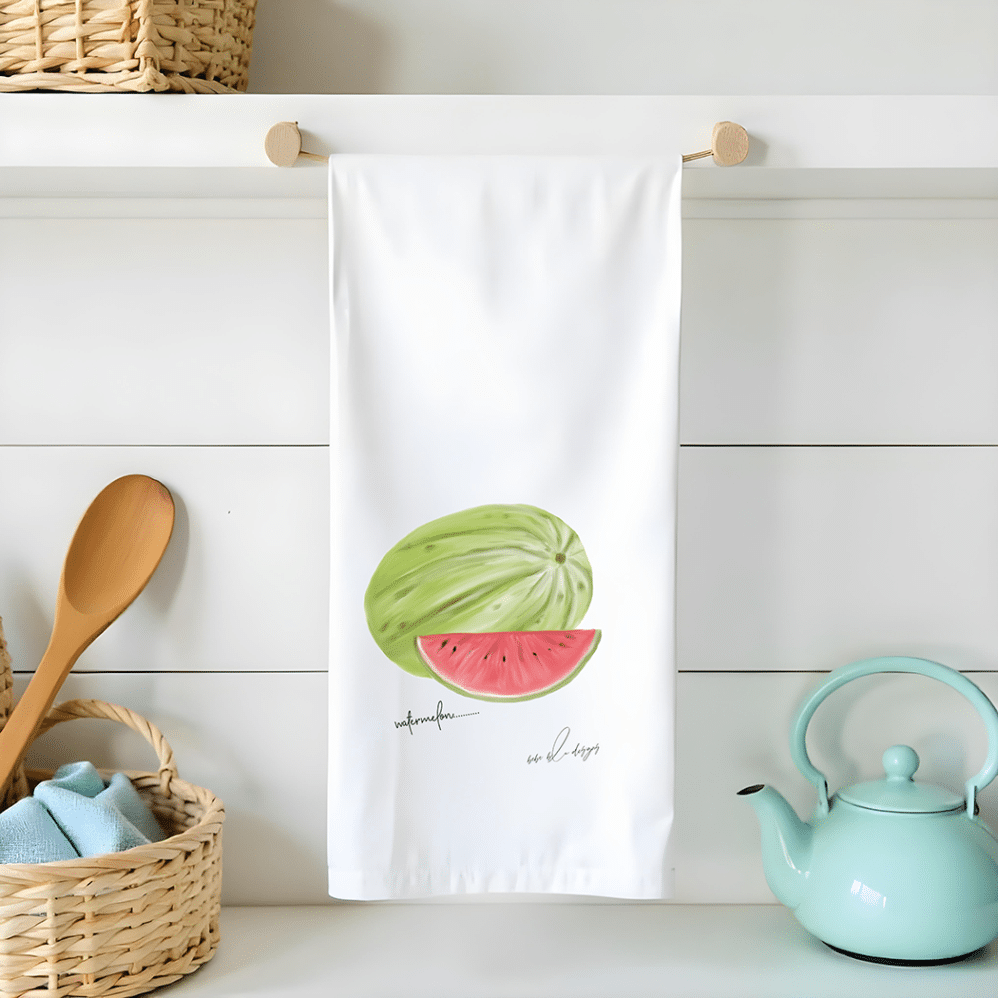 watermelon flour sack tea towel