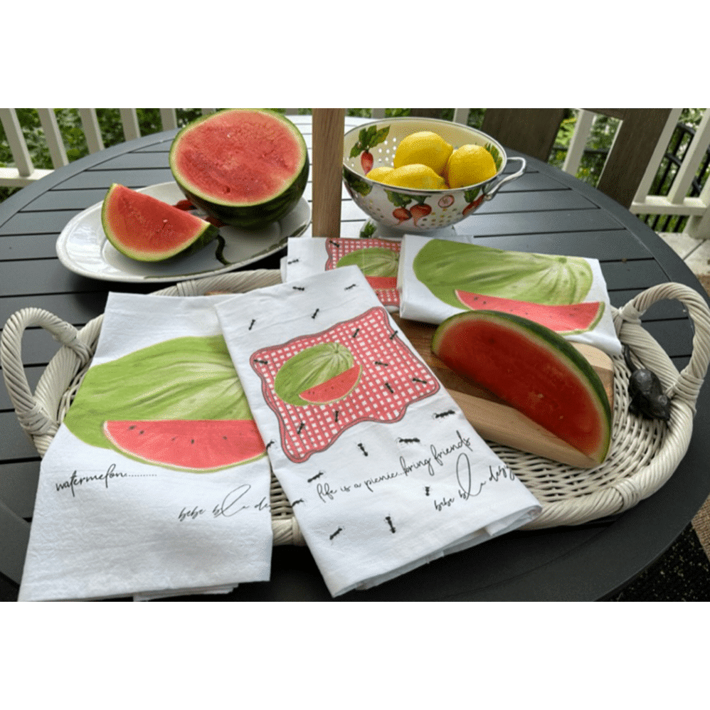 watermelon and life is a picnic flour sack towels