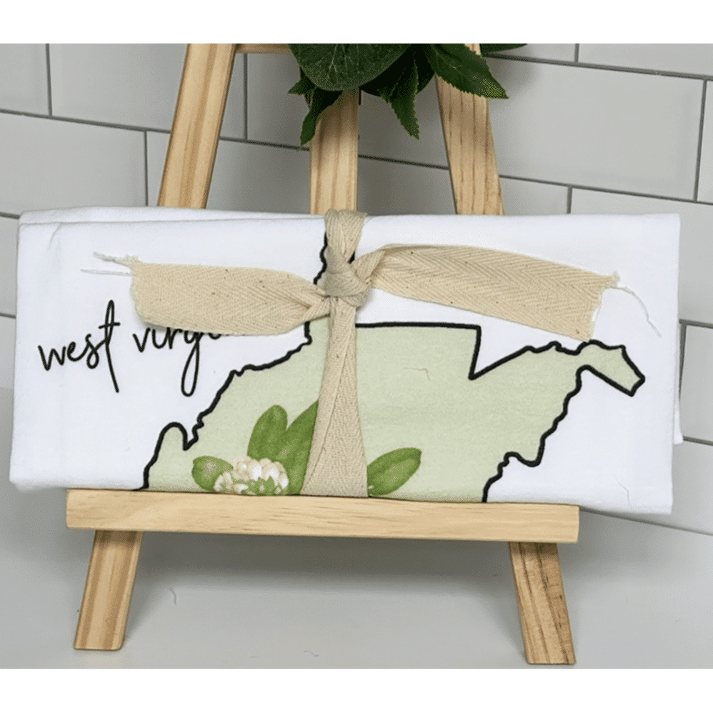 west virginia flour sack towel wrapped