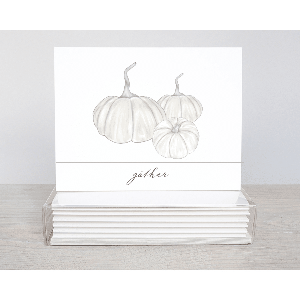 white heirloom pumpkin note cards