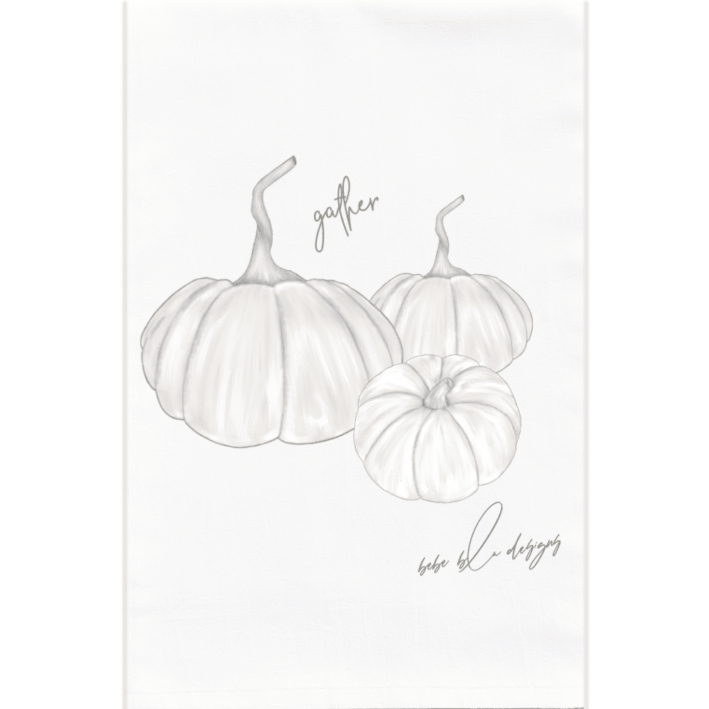 white heirloom pumpkins flour sack towel