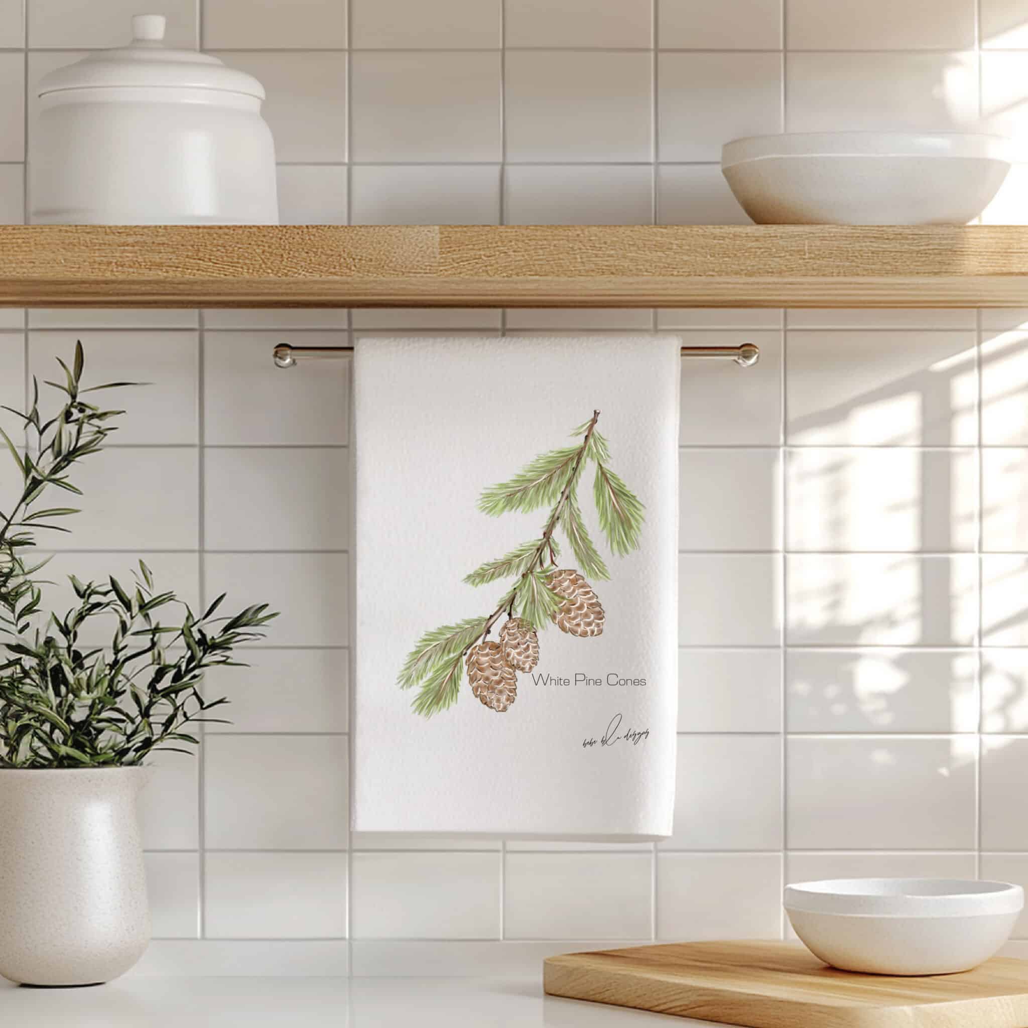 white pine cones kitchen