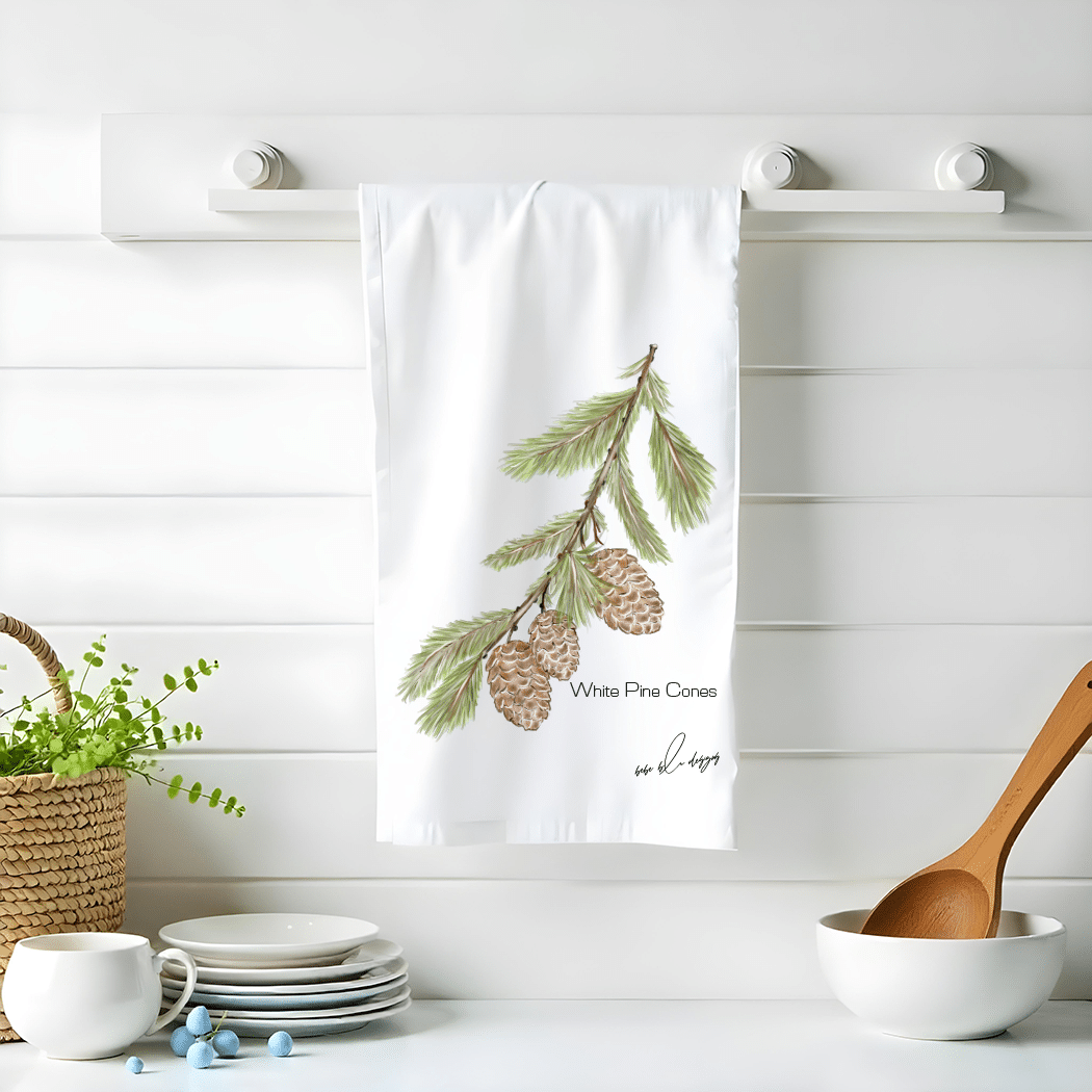 white pine cones kitchen