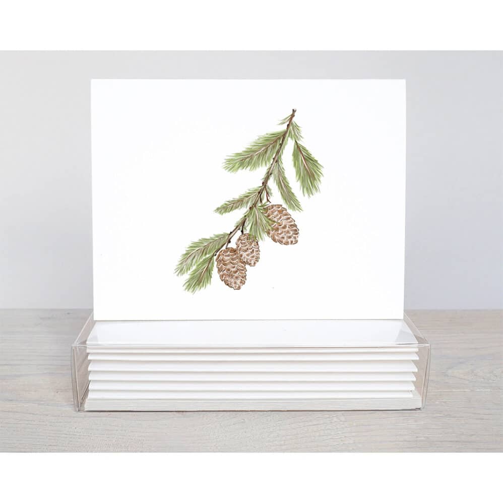 white pine cones note card