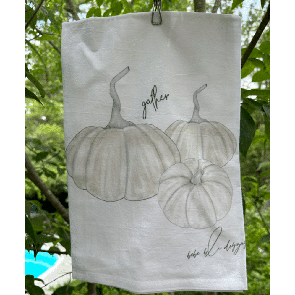 white pumpkin flour sack towel