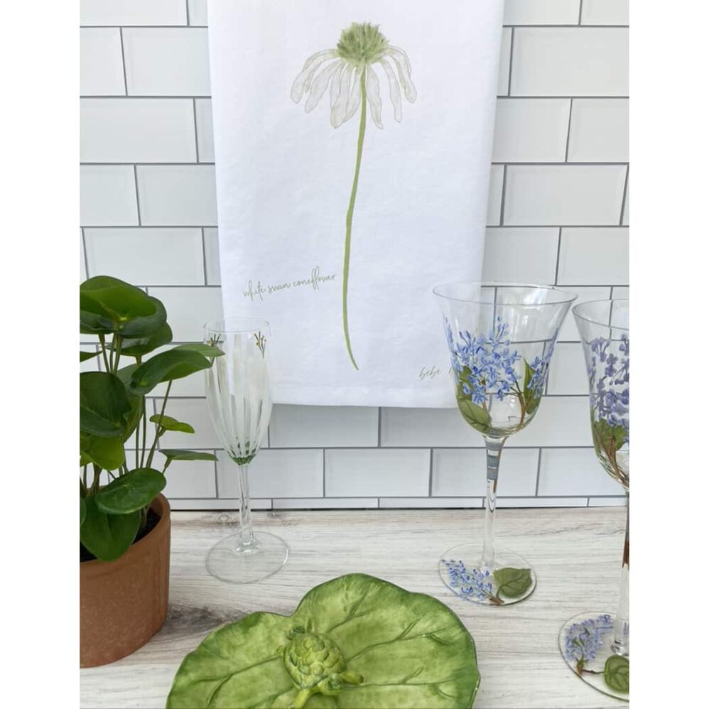 White Swan Coneflower Flour Sack Towel