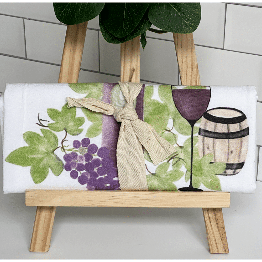 wine and grapes flour sack towel