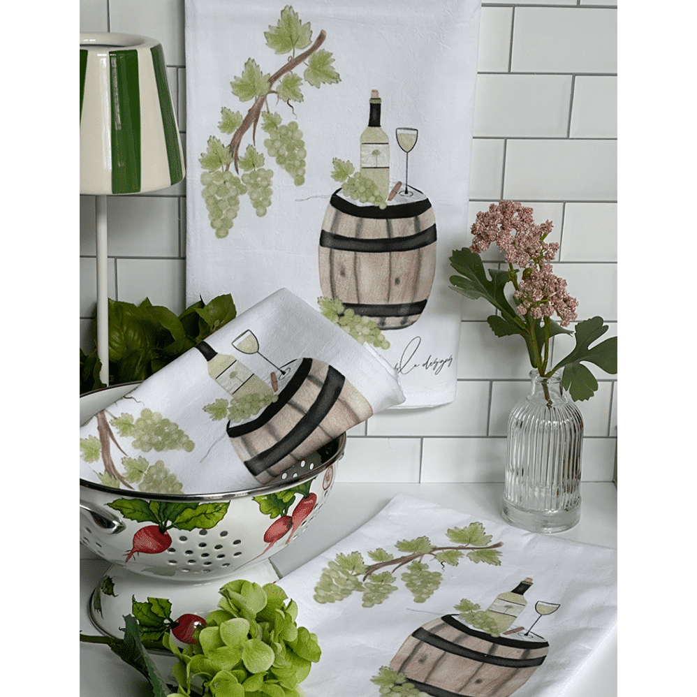 wine barrel flour sack towel radish