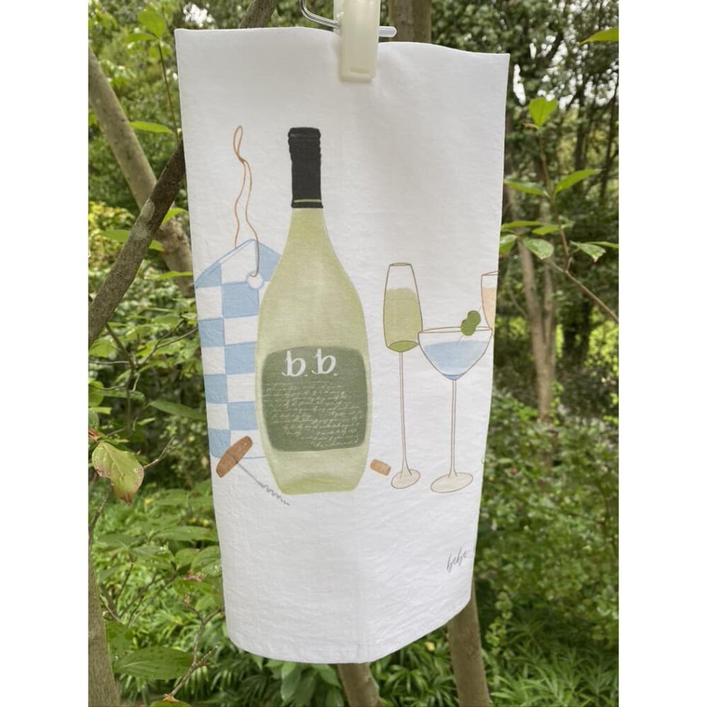 wine and cheese flour sack towel