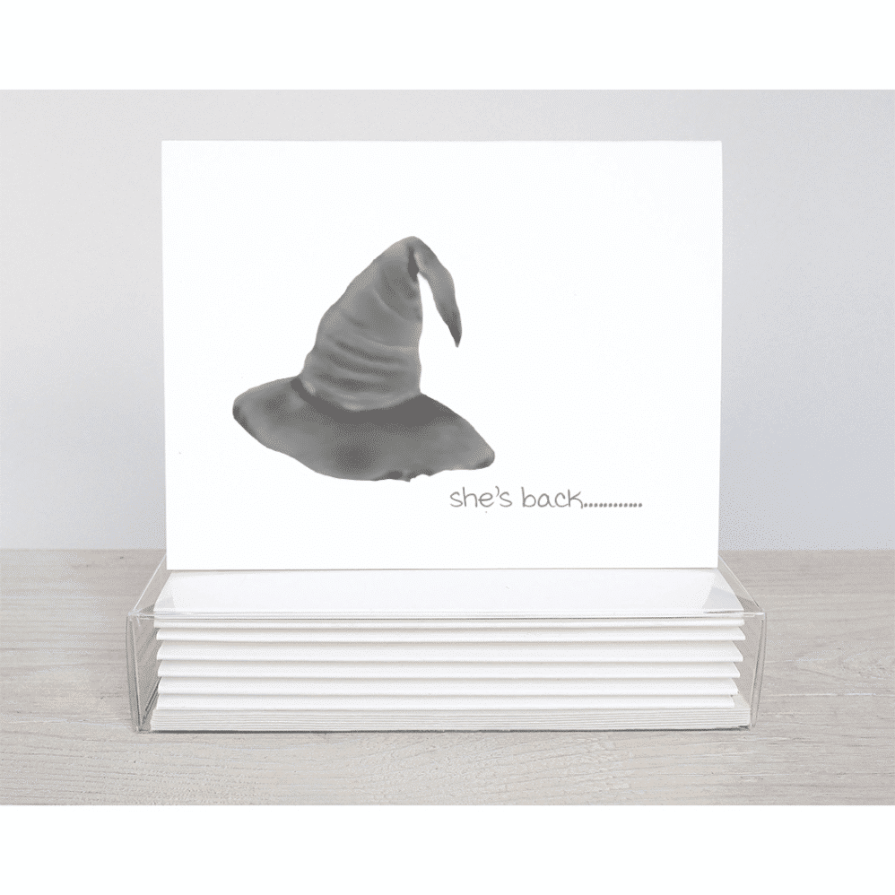 witch hat 'she's back' note card