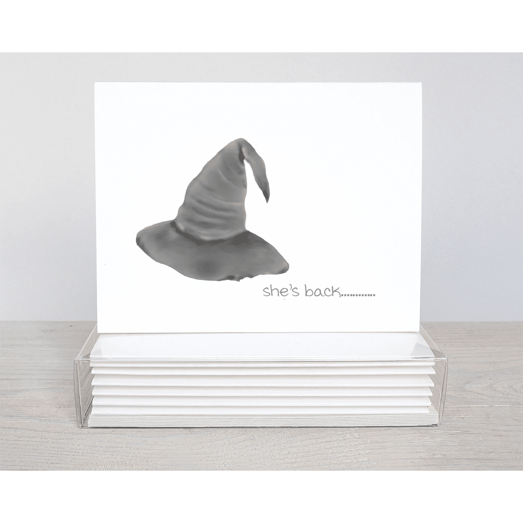 witch hat 'she's back' note card