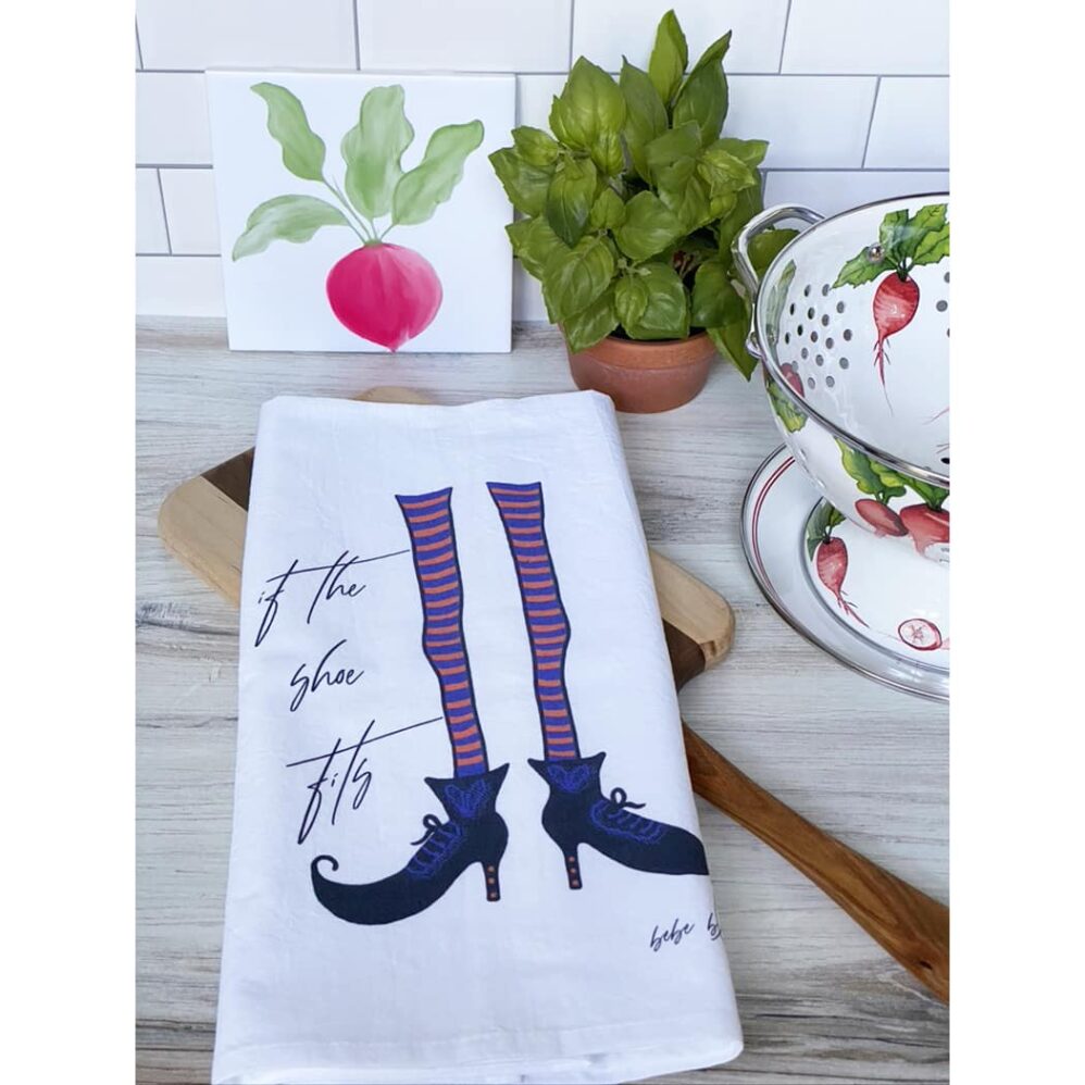 witch legs flour sack towel