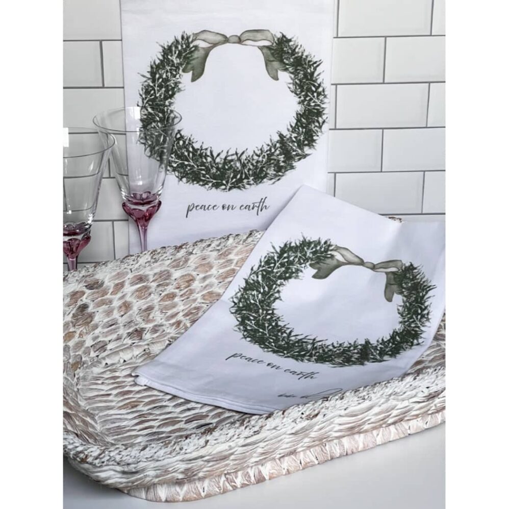 wreath flour sack towel