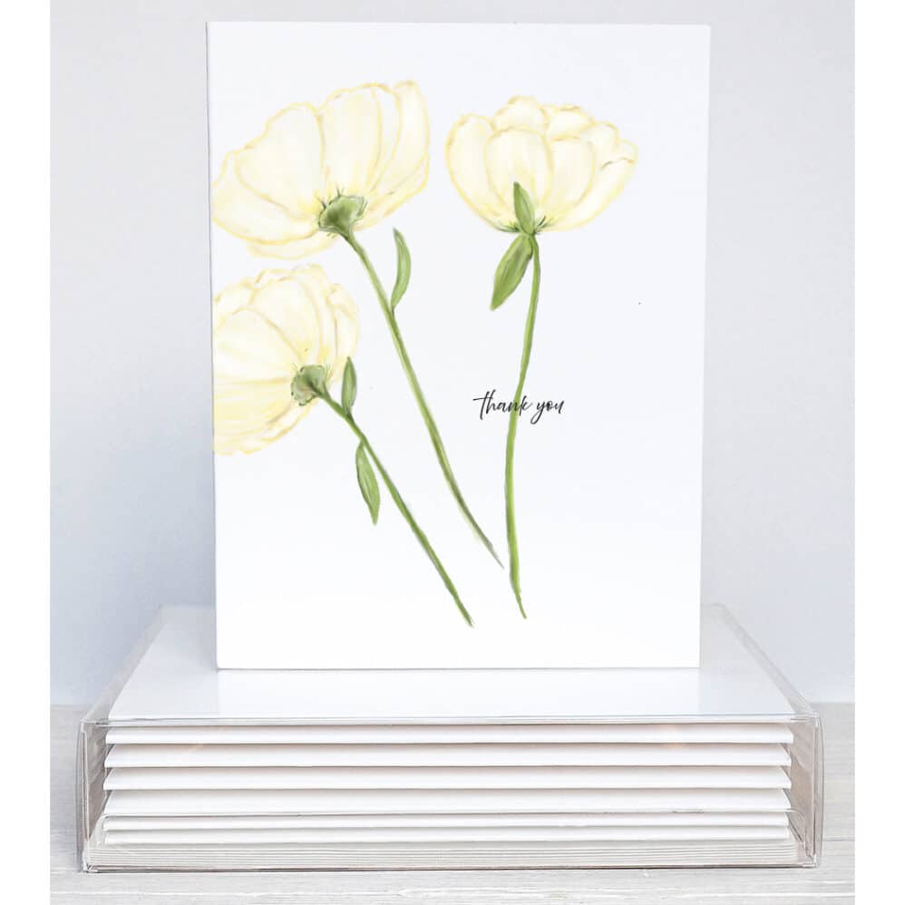 yellow peonies note cards