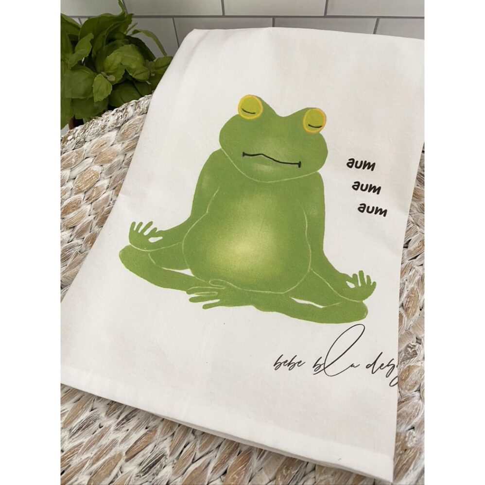 yoga frog flour sack towel
