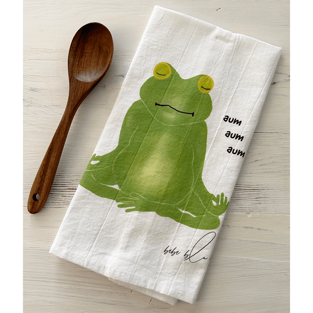 yoga frog flour sack towel