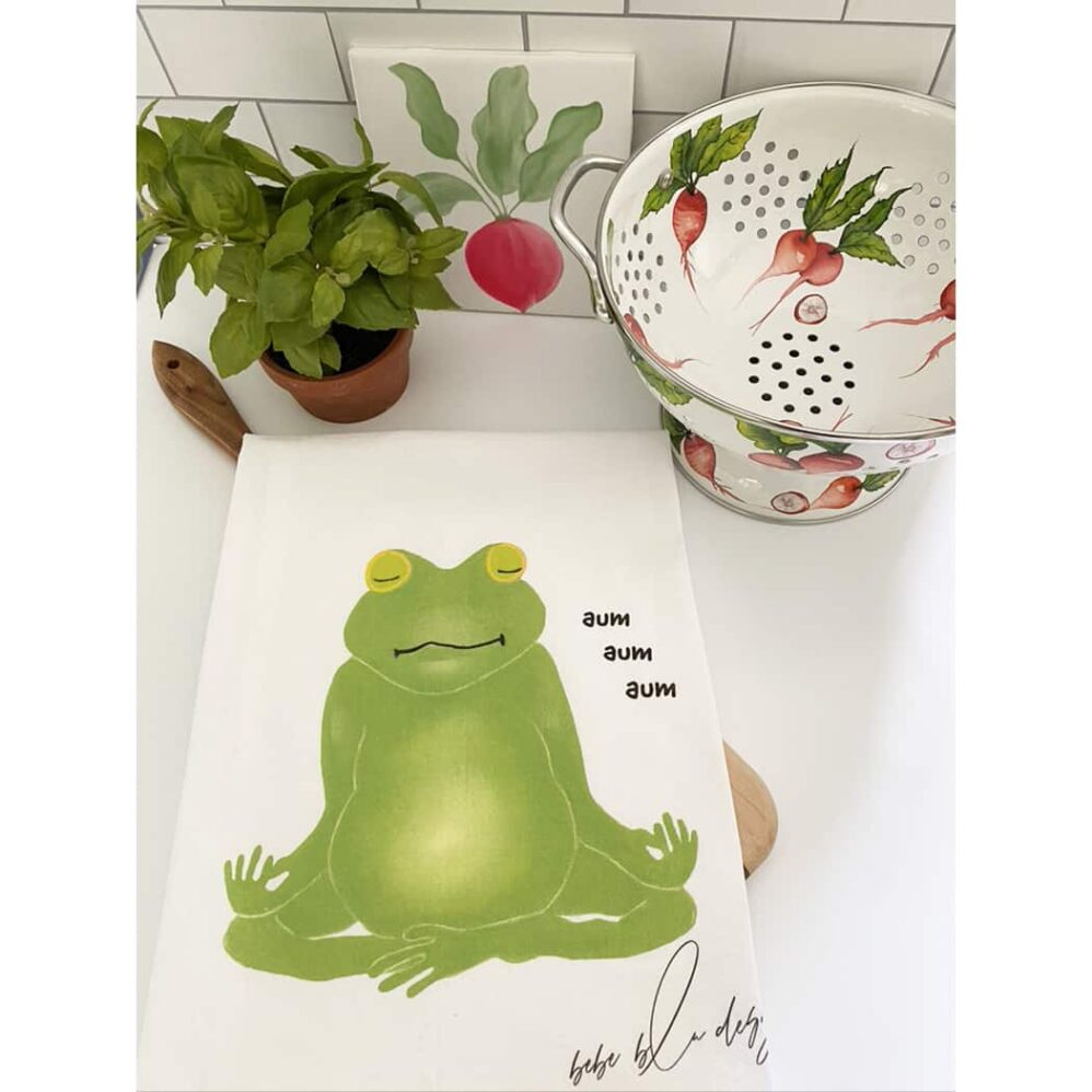 yoga frog flour sack towel